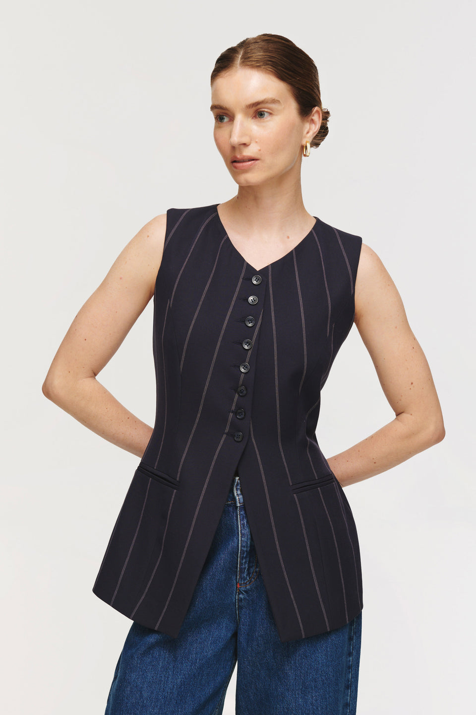 Aligne tailored hourglass pinstripe waistcoat