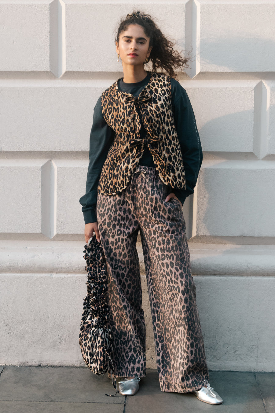 The Damson Madder leopard print rafe pants are our wide leg leopard denim trouser with an adjustable tie waist.

