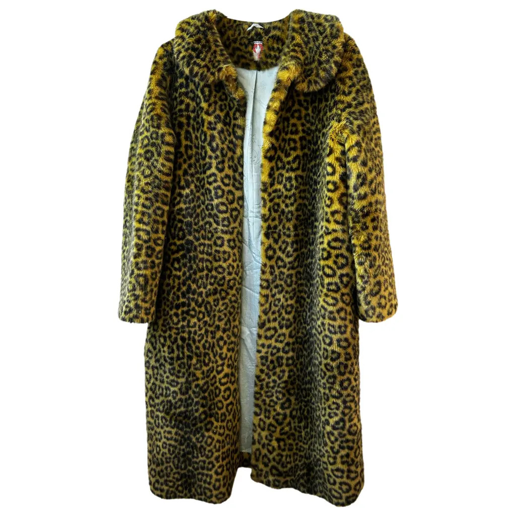 Preloved Shrimps Patrick coat, leopard print faux fur 