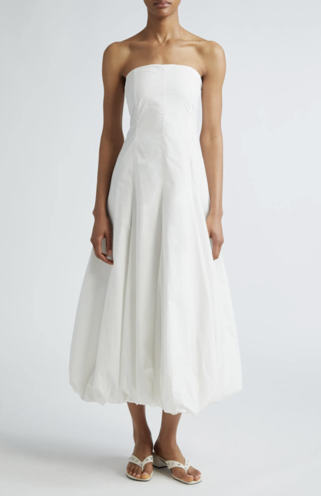bubble hem midi dress in white from Paloma Wool. 