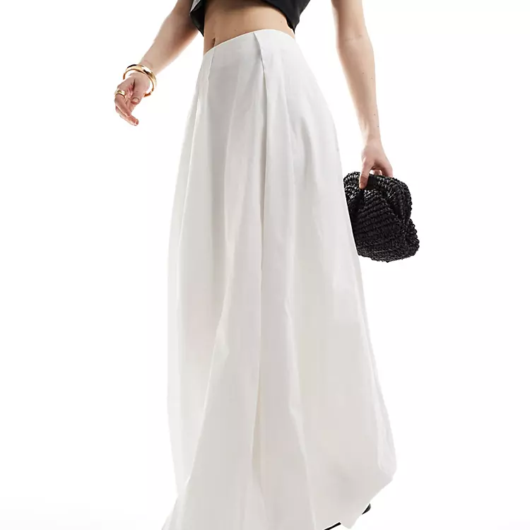ASOS DESIGN bubble hem maxi skirt in white. 
