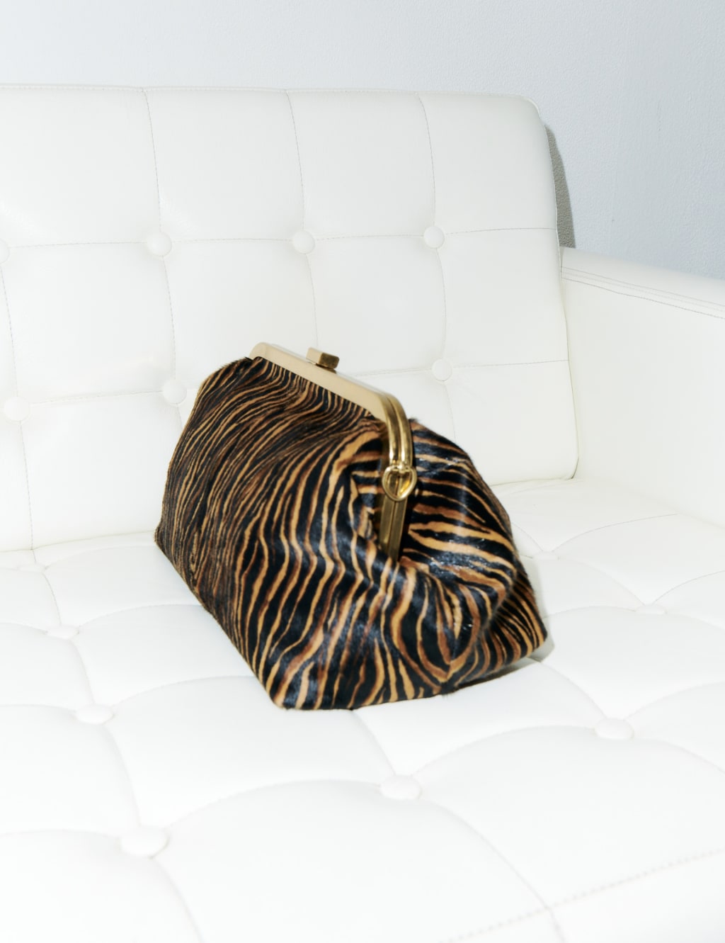 M&S X SIENNA MILLER Animal-Print Leather Clutch Bag