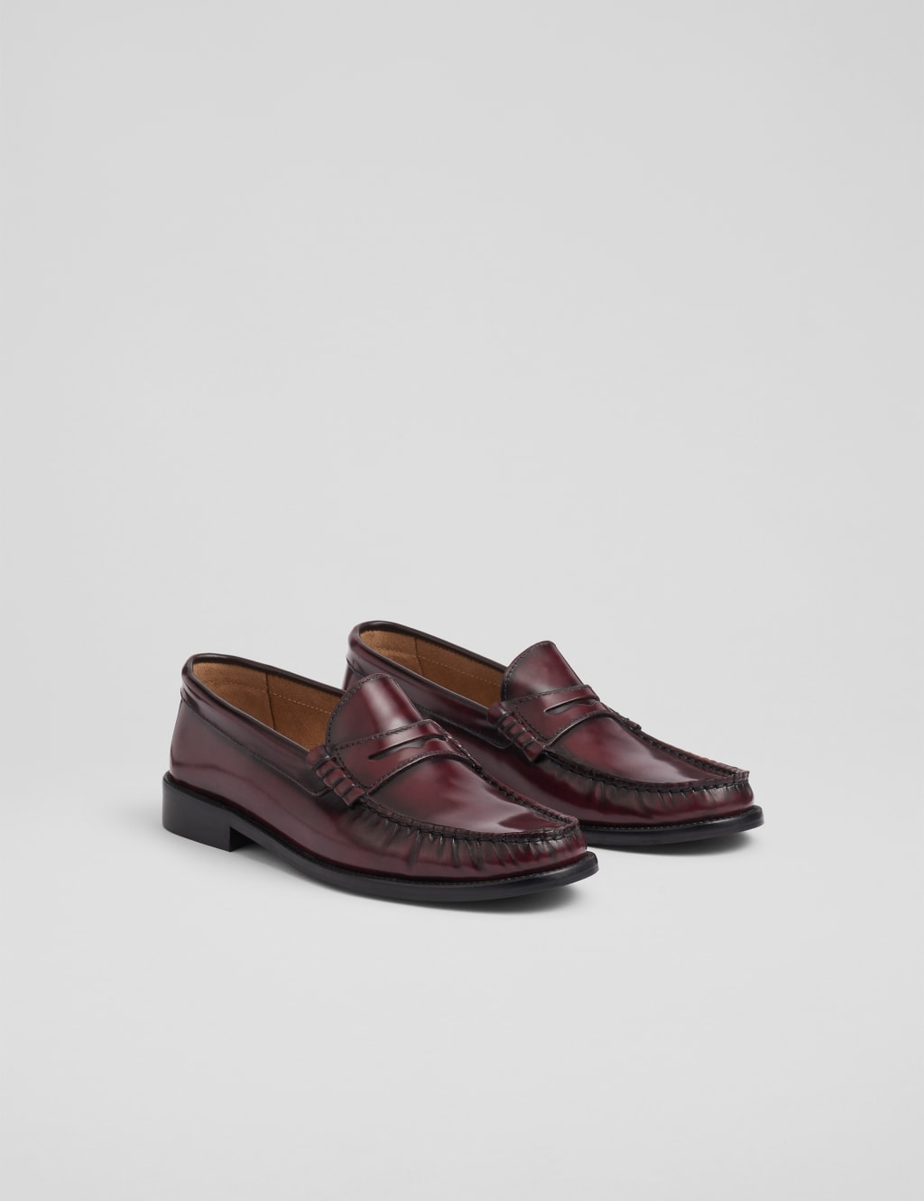 burgundy red LK BENNETT Leather Flat Heel Loafers