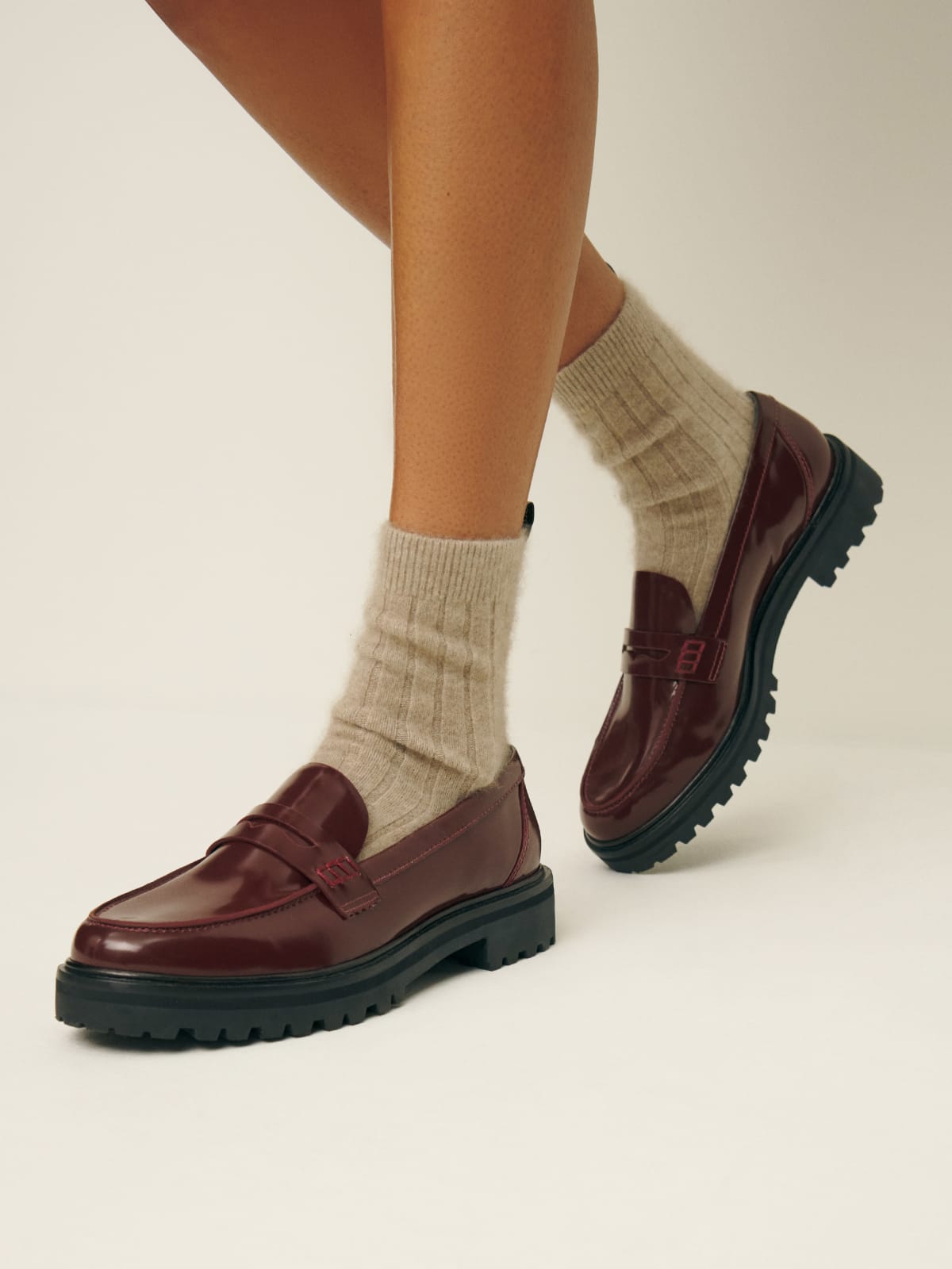 Reformation burgundy Agathea Chunky Loafer